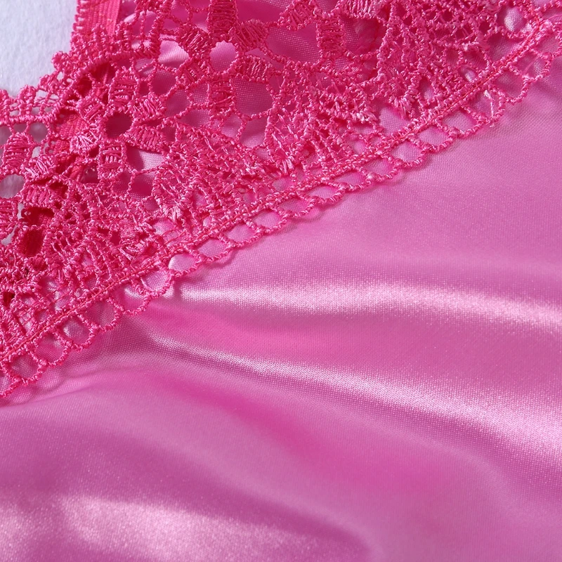 

Women Ice Silk Cool Nightgown Pyjamas Sexy V Neck Sleepwear Nightwear