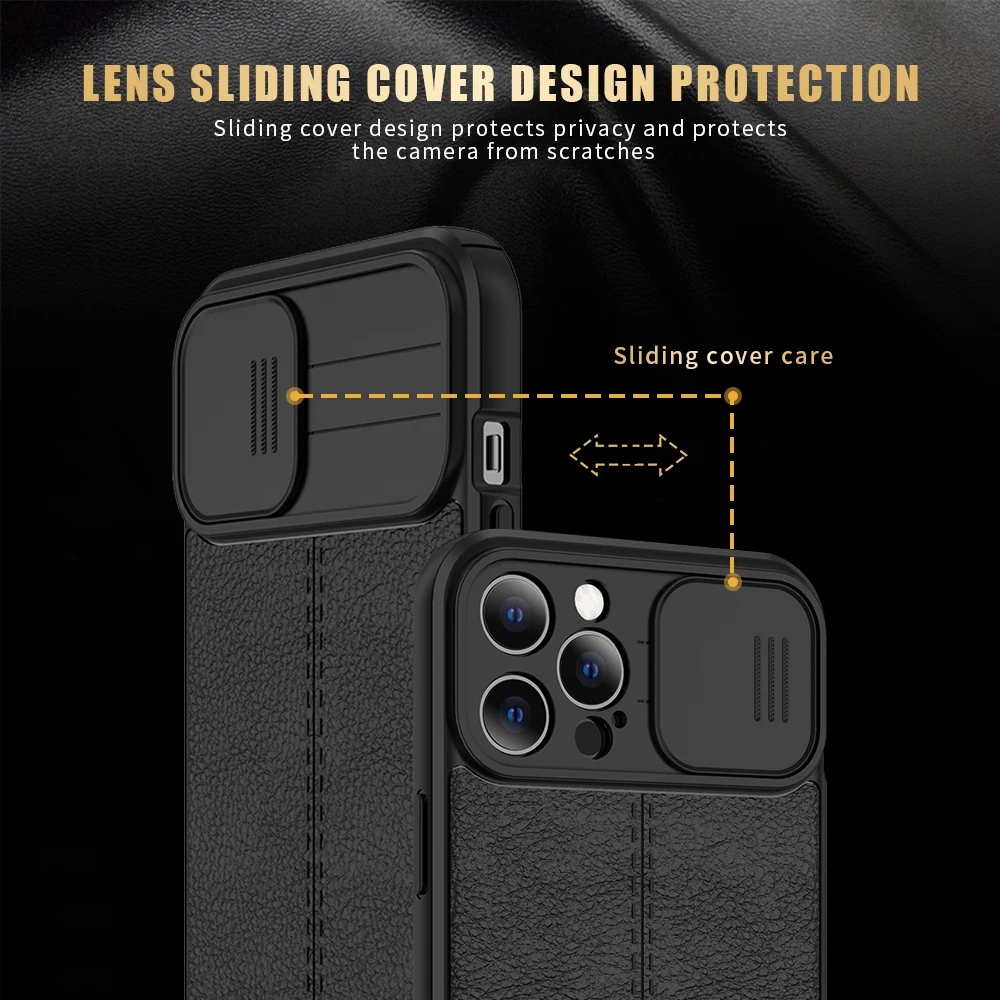 afion 13 case silde window lychee patten leather texture soft silicone shockproof coque for apple iphone 13 pro max mini fundas free global shipping