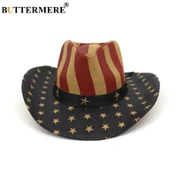 buttermere straw hat cowboy men american flag retro western cowboy hat men women summer beach male female wide brim sun hat