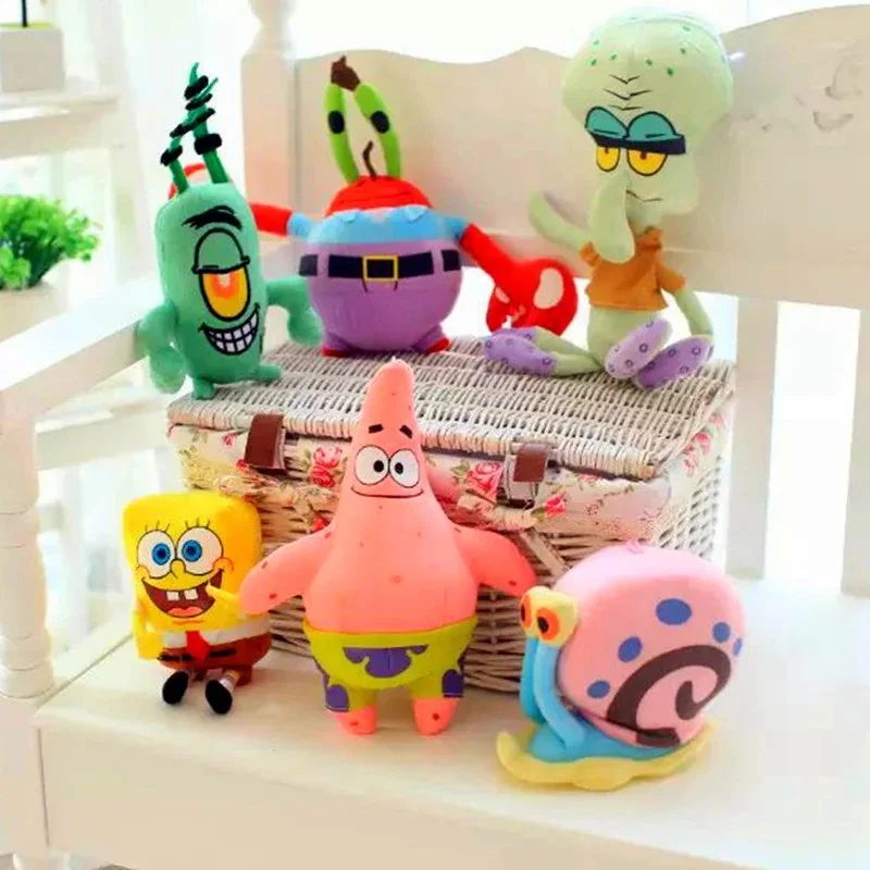 6 шт./компл. набор плюшевых игрушек в стиле фильма Spong Bob для всей семьи Патрик