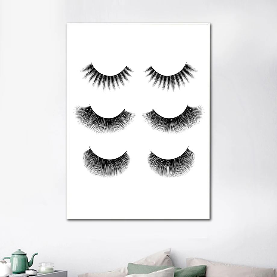 Минималистичные картины на холсте для рисования бровей и ресниц черно-белые