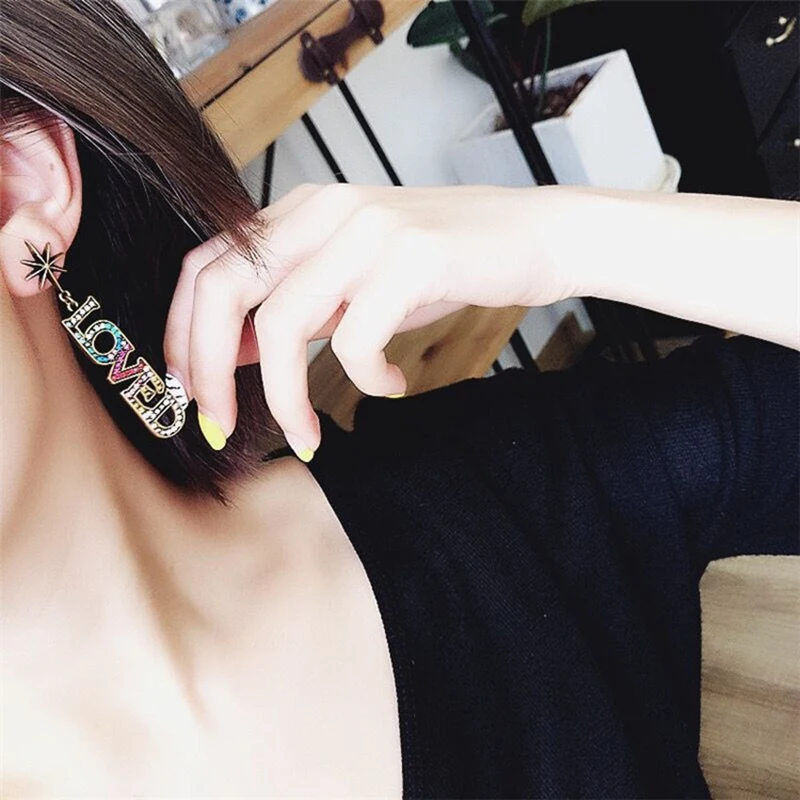 Женские серьги подвески с надписью Love|Серьги-подвески| |