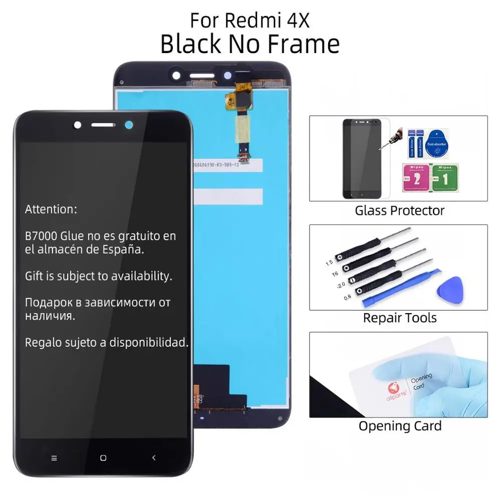 Дисплей для For Xiaomi Redmi 4X 4A LCD в сборе с тачскрином на рамке 5.0'' черный белый золото - Цвет: 4X Black No Frame