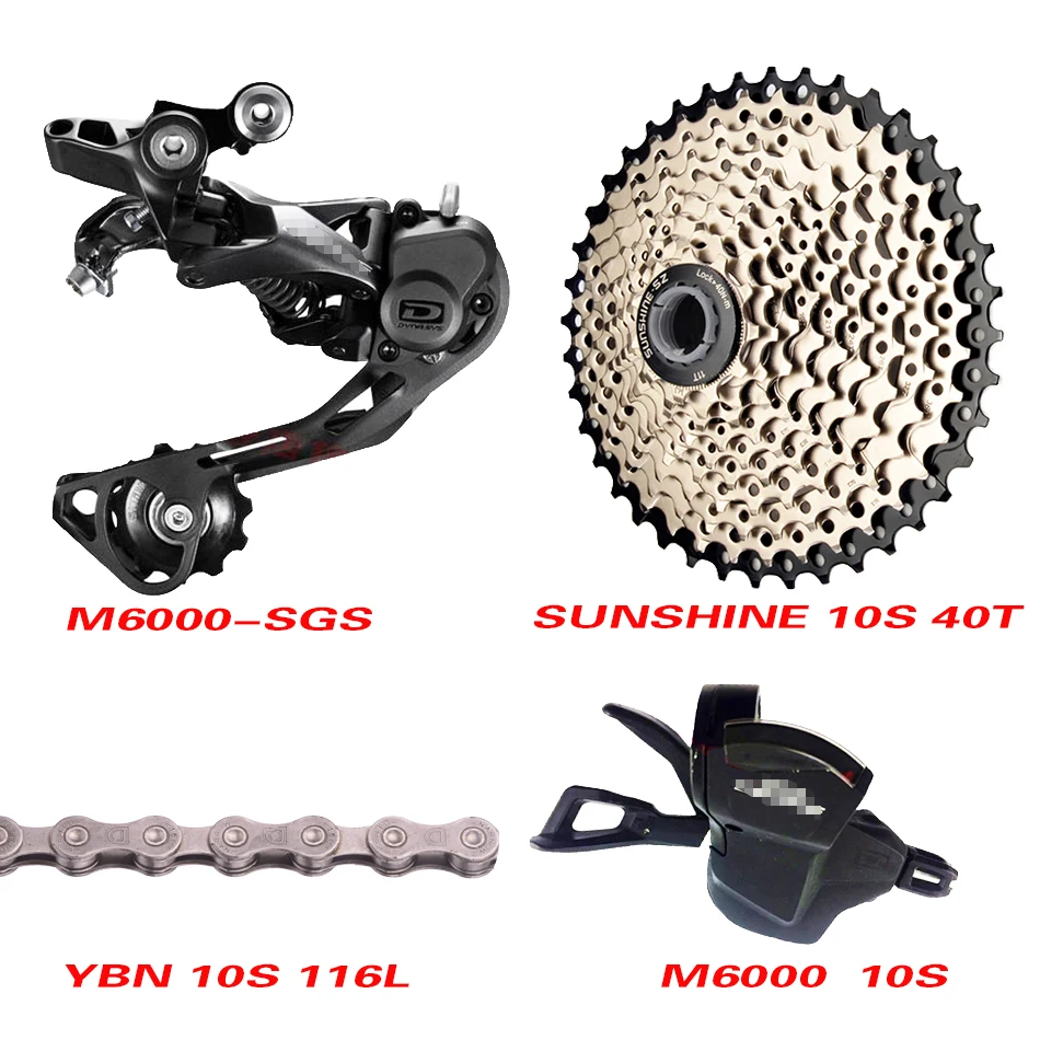 SUN40T YBN 112L SGS SHIMAN0 M6000/M610/M615 10 скоростные переключатели+ задние переключатели+ 42T 46T 50T SUNSHINE cassette 10 speed Chain Groupset - Цвет: SUN40T YBN 112L SGS
