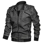 Мужская кожаная куртка, облегающая куртка из искусственной кожи с воротником-стойкой, ветрозащитная мотоциклетная куртка с лацканами, диагональная молния, 6XL, 2020
