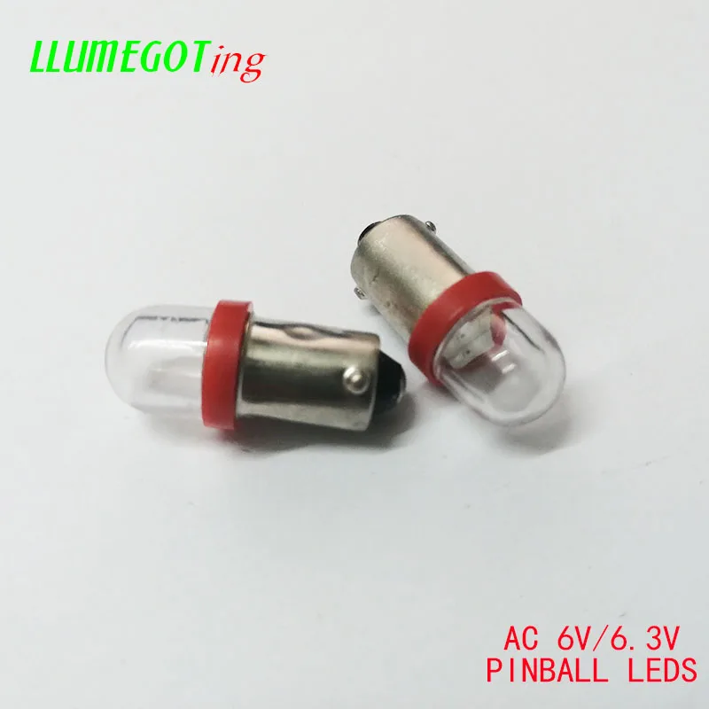 50 шт. BA9S T4W#44#47 Круглый прозрачный купол 2x 5630SMD различные цвета без полярности AC DC 6 в 6,3 В Bally пинбол игровая машина светодиодные лампы