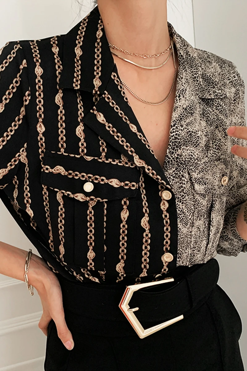 

Hot Women Sexy Stripe Patchwork Shirt Blouse V Neck Bandage Long Sleeve Stripe Asymmetrical Blouse Office Lady Casual Blouse