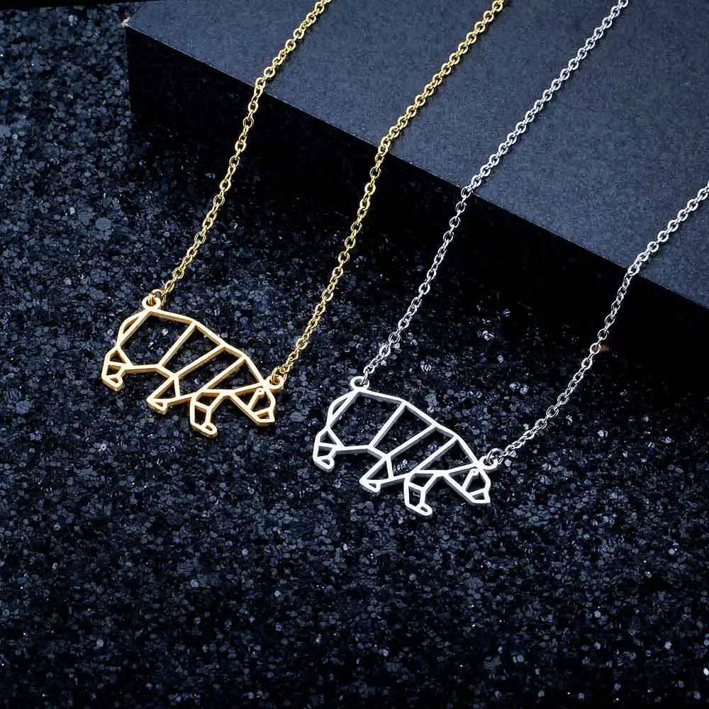 100% нержавеющая сталь животное медведь мама модное ожерелье для женщин