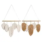 Макраме настенная подвеска ручной работы перо хлопчатобумажные тканые листья для гостиной подвесные висячие двери в стиле бохо Декор настенный гобелен