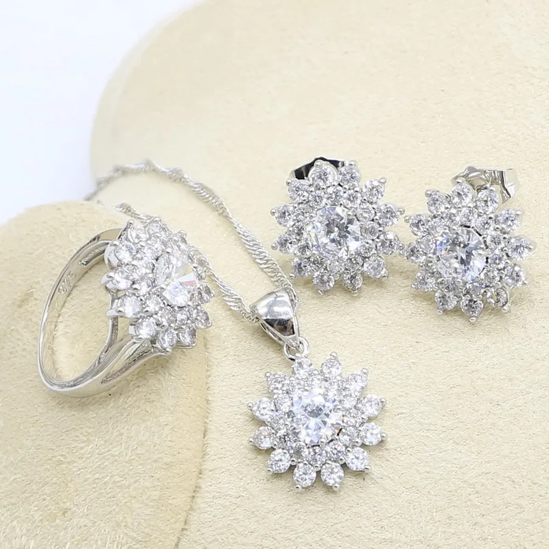 Свадебный браслет гвоздик с белым Цирконом серебряного цвета|Ювелирные наборы