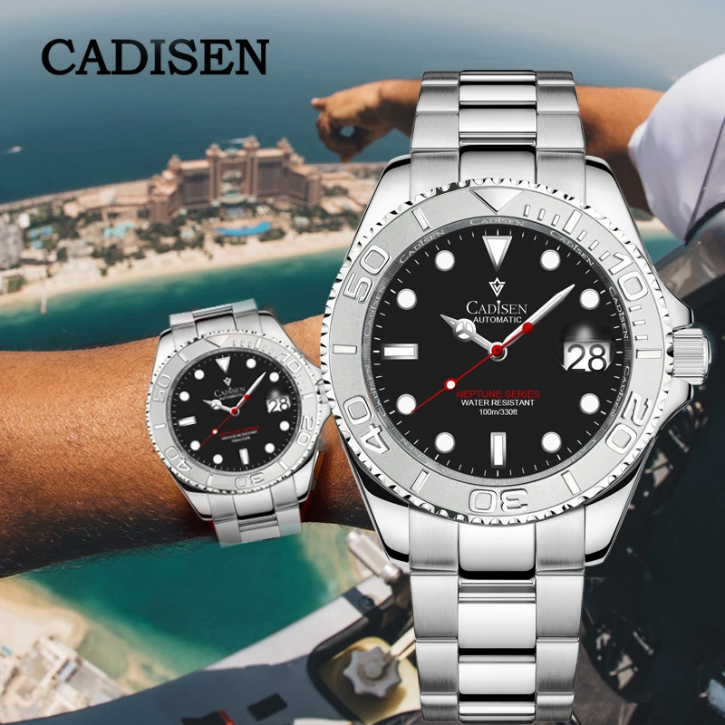 

2021 New CADISEN Men's Watches Top Brand Mechanical Automatic Wristwatch Stainless Steel Waterproof 100M Watch Men NH35A Clock