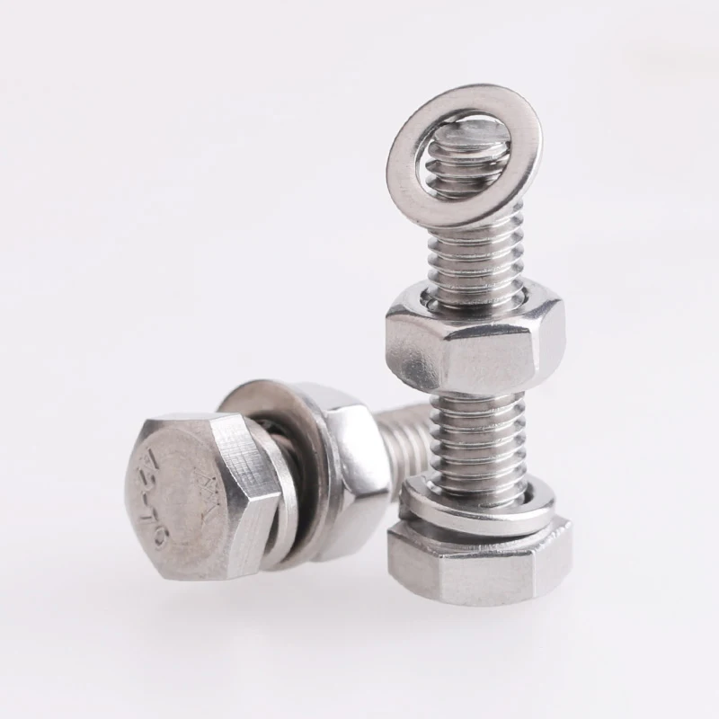 304 нержавеющая сталь винты с шестигранной головкой Гайки Плоские Шайбы Комплекты
