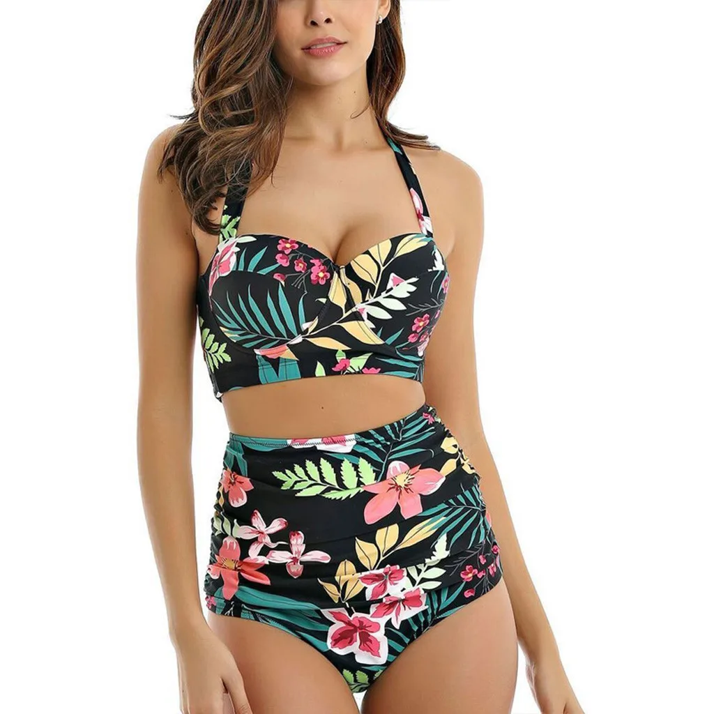 12 цветов комплект бикини с высокой талией и принтом женский сексуальный