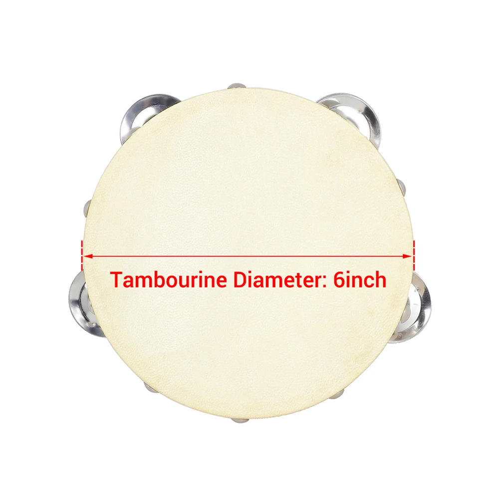 Деревянный тамбурный ручной барабан 6-дюймовый из овчины двухрядный инструмент