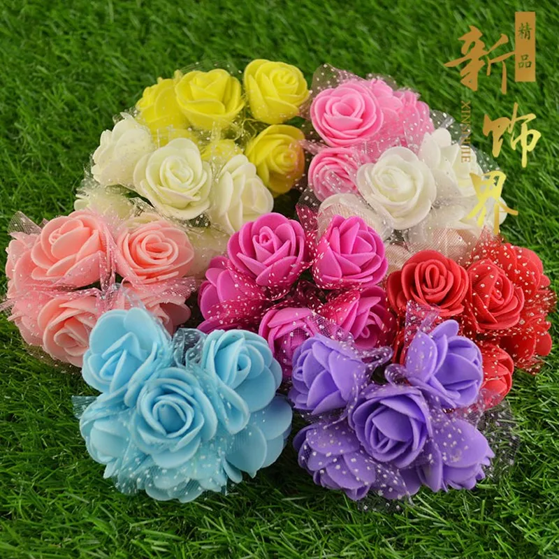 

6 Heads Simulation Artificial Rose Flower Silk Bouquet Wedding Party Home Decor Flowers Indoor Accessories 10pc/lot