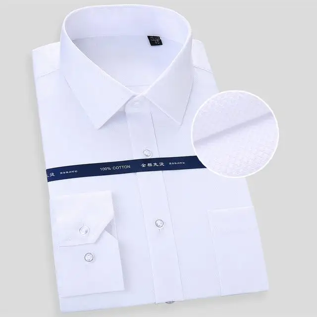 9806 White Jacquard Высококачественная нежелезная Мужская рубашка с длинными рукавами, белая синяя деловая повседневная мужская Повседневная рубашка, подходящая для повседневного ношения размера плюс - Цвет: 9806 White Jacquard