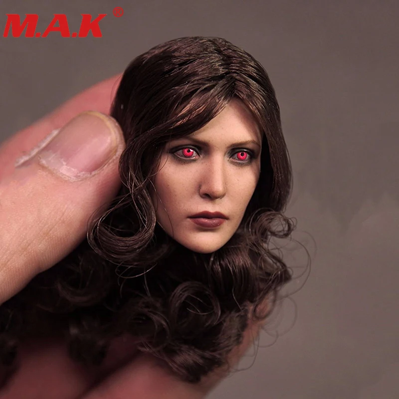 

Элизабет Олсен, женская модель головы, скульптуры, игрушки в масштабе 1:6, алый, ведьма, красный глаз, модель ужасной женщины для фигурки 12 дюй...