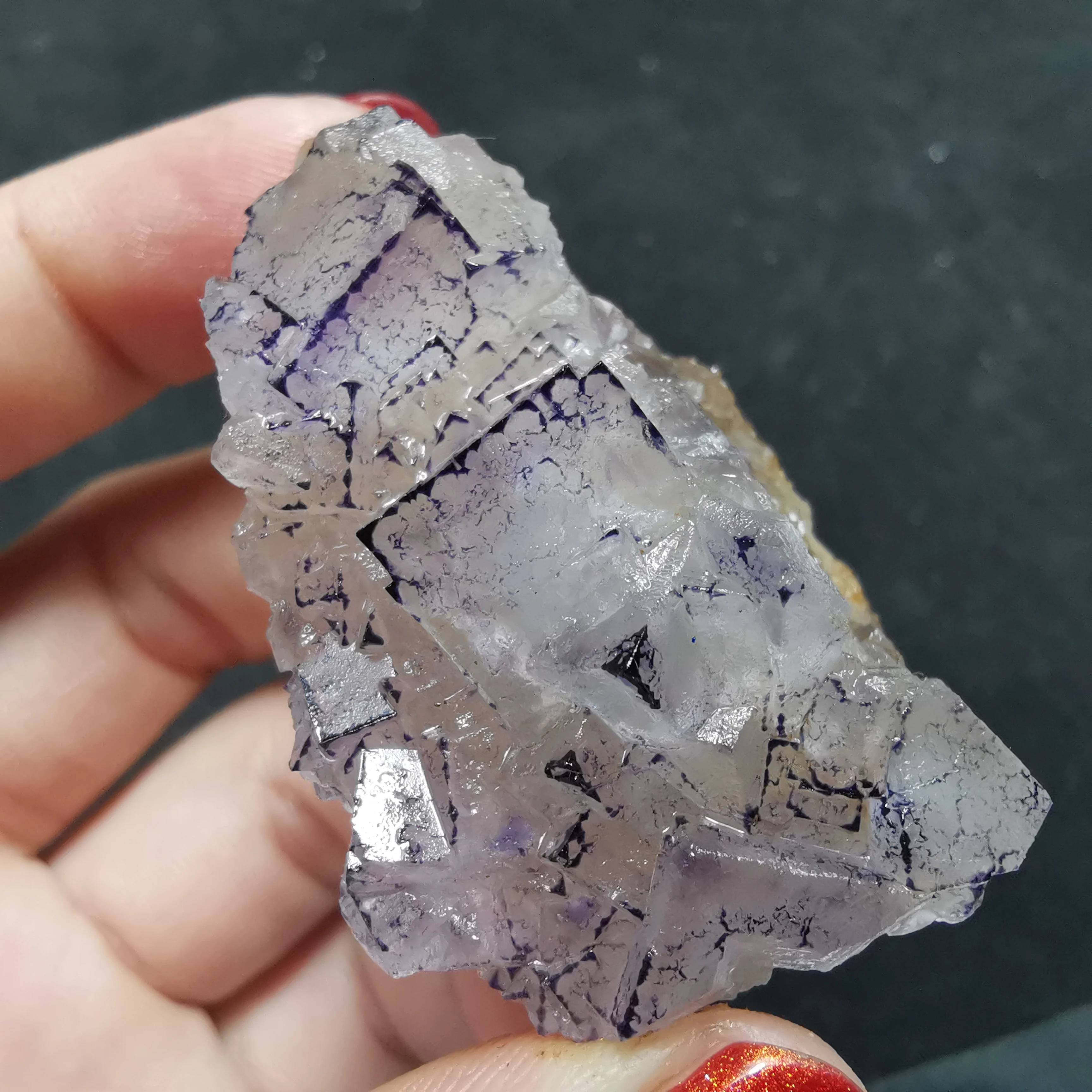 

39.8gRare natural dark purple fluorite and crystal quartz mineral specimen rock original gem halo energy healing crystal