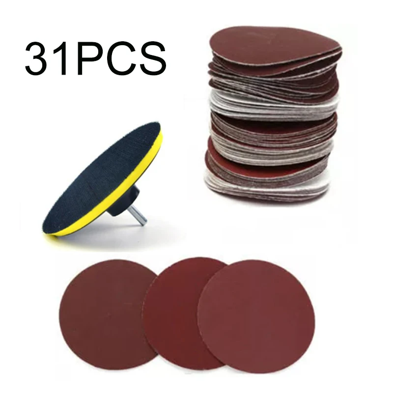 

30pcs Sandpapers Disc 10-120 Grits Sanding Pad Hook Loop Polishing Woodworking