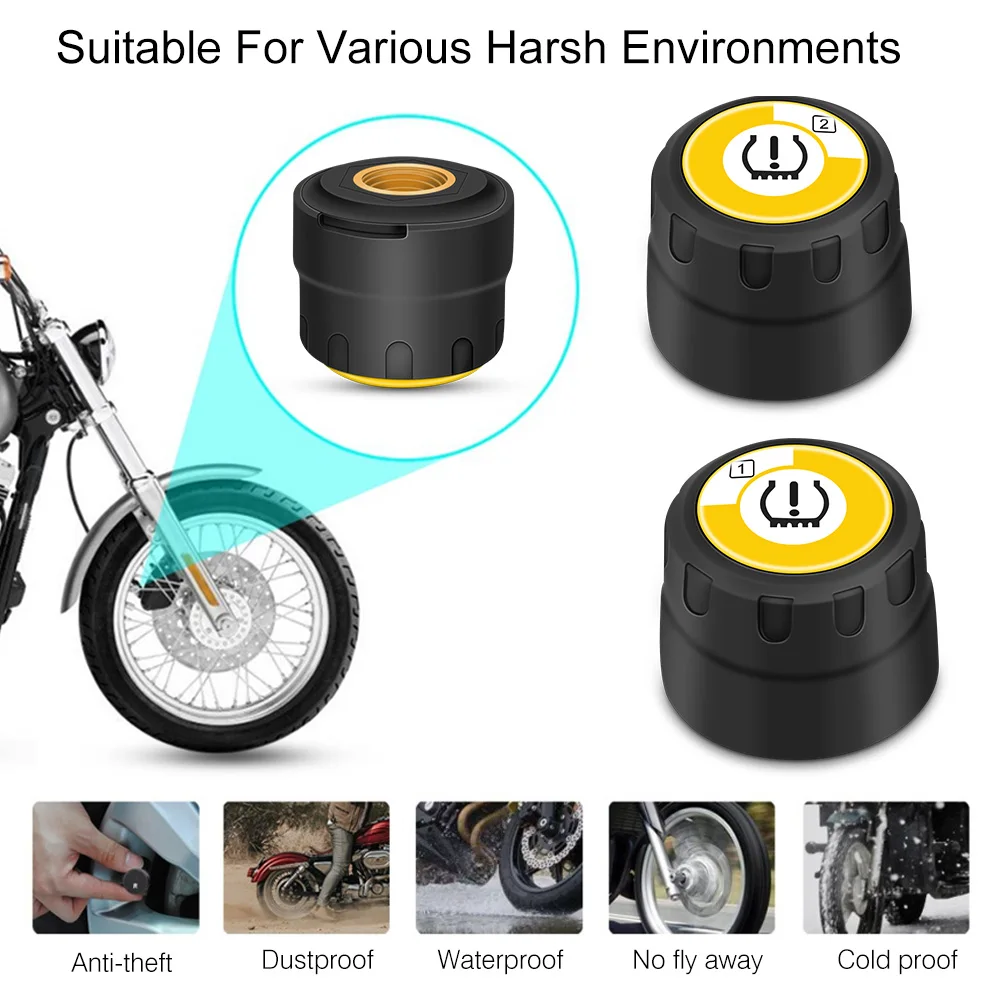 

Motor TPMS APP Android Motorcycle 2PCS External Sensor Bluetooth Tire Pressure Monitoring System FOR Honda FOR Suzuki FOR Yamaha