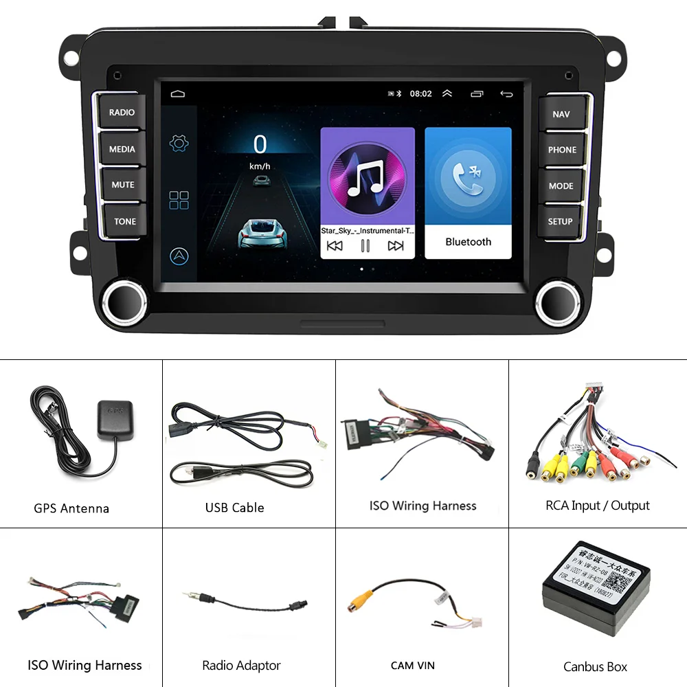 $92.89 Podofo 2Din Car Radio Android GPS Multimedia Player For VW/Volkswagen/Golf/Passat/b7/b6/Skoda/SEAT/leon/Octavia Auto Stereo