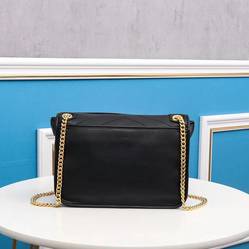 

2021 High Quality Leather Slant Cross Bag Iron Chain Shoulder Bag Brand Senior Designer NKI Bag