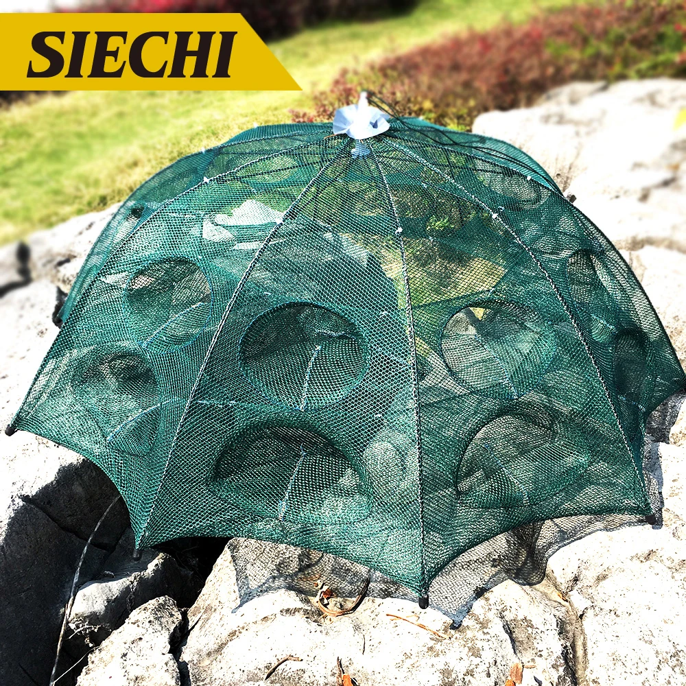 Складной портативный 4 12 отверстие Автоматическая Рыболовная Ловушка для