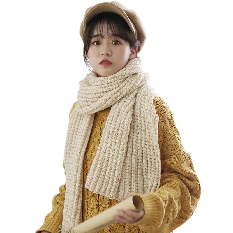 

2020 Winter Scarf High Quality Cashmere Knitted Scarves Jacquard Plaid Women Thick Warm Blanket Wraps Neck Gaiter Lady Shawls