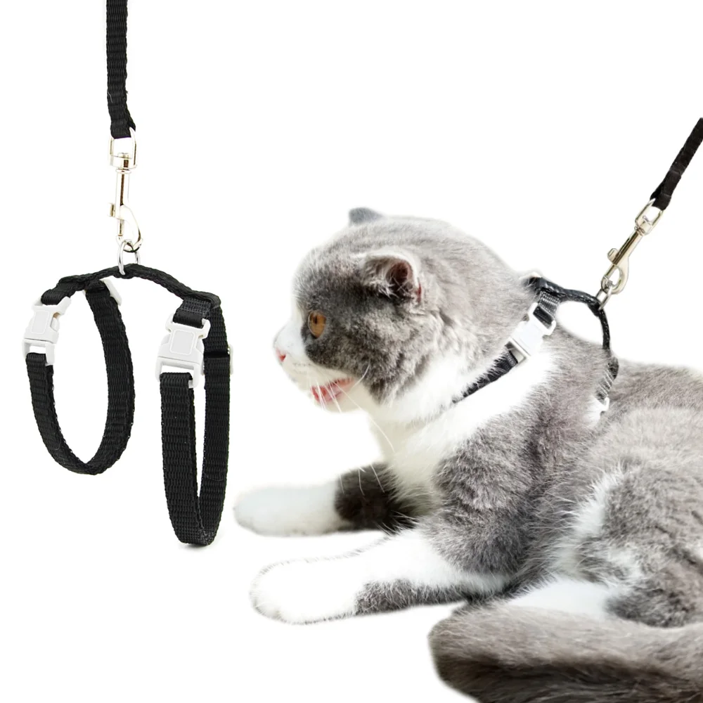 Cat Dog Collar Harness Leash Adjustable Nylon Pet Traction Cat Solid
Halter Collar Cats Products Pet Harness Belt for Size M