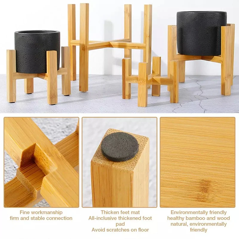 

1pc Flower Pot Rack Home Garden Indoor Display Plant Stand Shelf Strong Free Standing Bonsai Holder Wood Planter Pot Trays 2021
