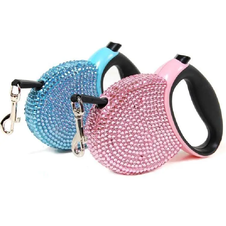 

New dog puppies Strass strap Bling Senior retractable leash walking pets cats automatic cables for puppy small animals