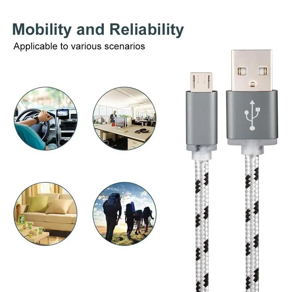 Micro USB кабель 2.4A нейлон Быстрая зарядка для передачи данных huawei samsung Xiaomi Android