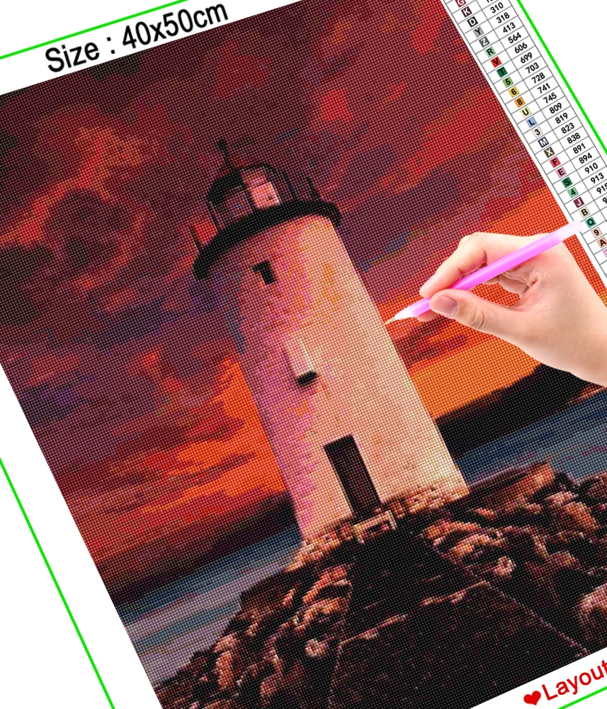 Картина из квадратных и круглых страз HOMFUN 5D алмазная вышивка морские огни