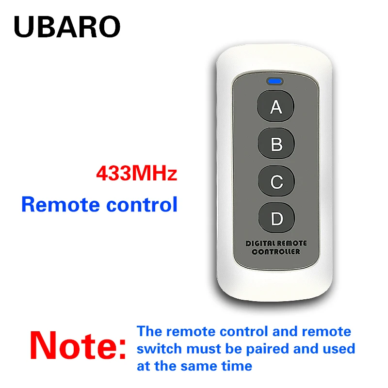UBARO 433MHZ Remote Controller White PC Material Without Battery Type 12V 23A Four Buttons Learning Matches Code Transmitter |