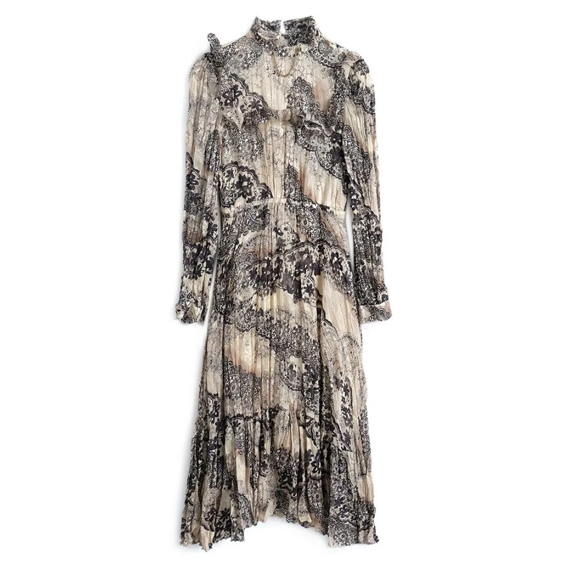 

Floral Print Elegant Retro Vestidos Trendy Ukraine Spring Fall New Style Slim Waist Dress Women Luxurious Long Sleeve Robe