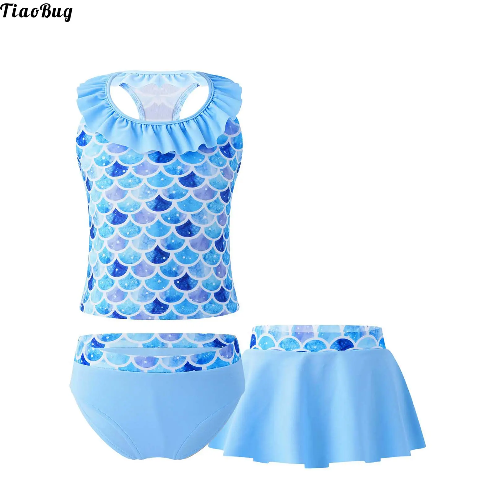 

3 шт., детский пляжный комплект для девочек, с круглым вырезом