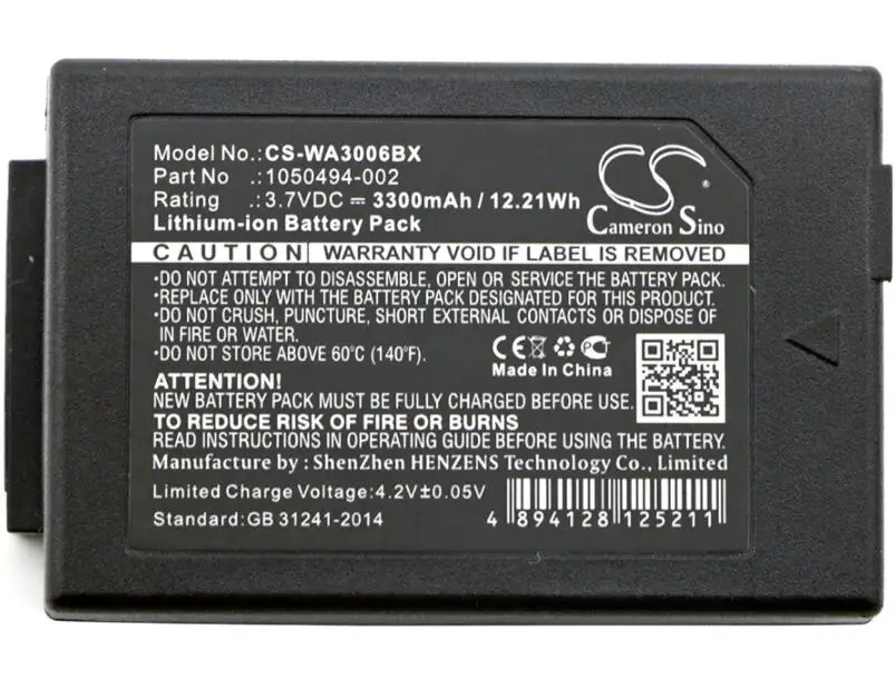 

cameron sino 3300mah battery for MOTOROLA 3 Model C S WorkAbout Pro 4 G1 G2 G3 G4 for PANTONE 7525C 7527C S750 S86T 1050494-002