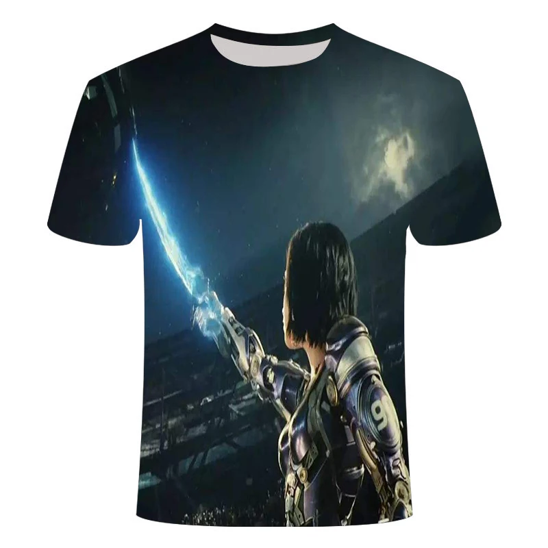 2020 новая модель Мужская одежда футболка 3D анимация боевой Ангел Алита футбольная