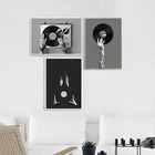 Черно-белый виниловый фотопостер, Картина на холсте, винтажная музыка, настенные художественные принты, музыкальный подарок, музыкальная студия, декоративная картина