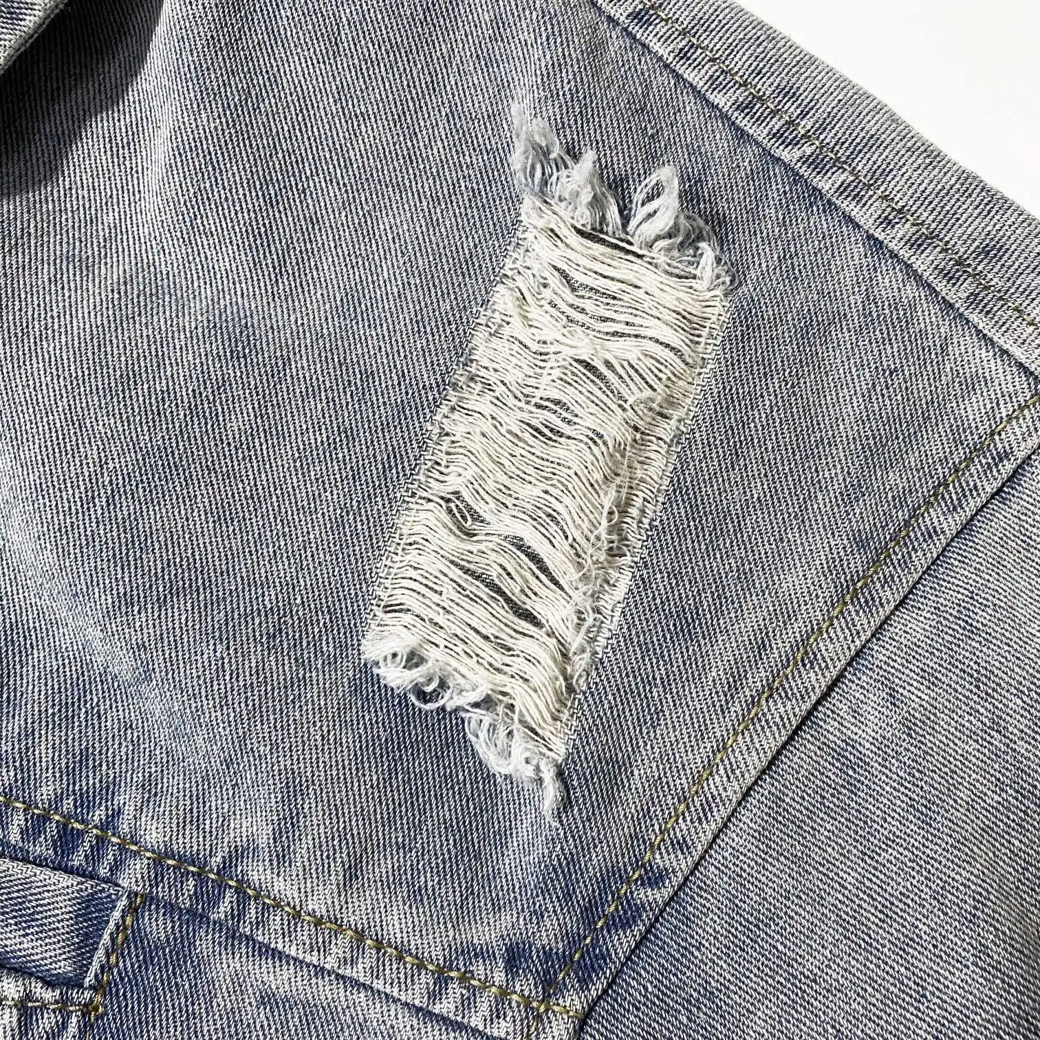 

20 STONE ISLAND Autumn Winter New Denim Jacket Multiple Washing Process Ripped Jacket