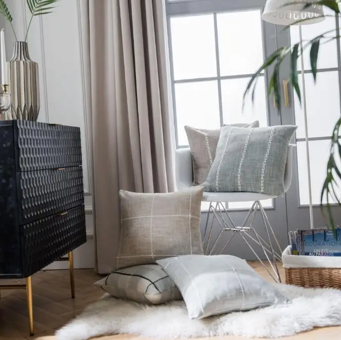 

Pillowcase 60x60 Cotton Linen Pillowcases Coffee Gray Back Cushion Cover Living room Pillow Case 45x45 Thick Breathable