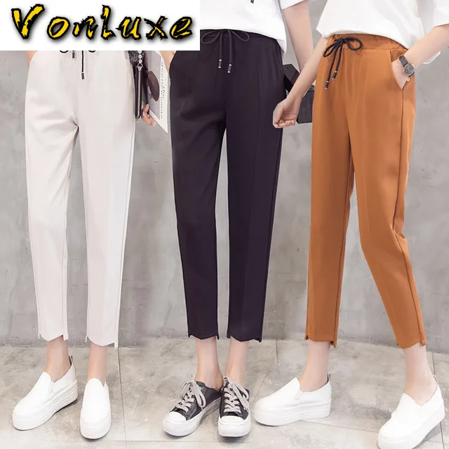 Осень зима штаны шаровары брюки для женщин с высокой талией в винтажном стиле