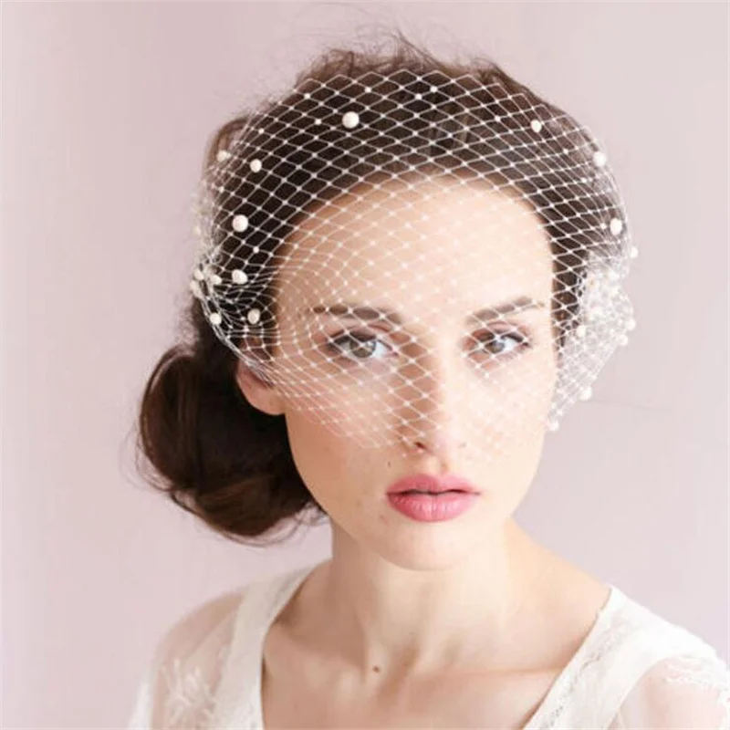 

Вуаль для невесты, белая, слоновая кость, черная, сетчатая, в виде птичьей клетки, Очаровательная свадебная вуаль, Вуалетка с расческой