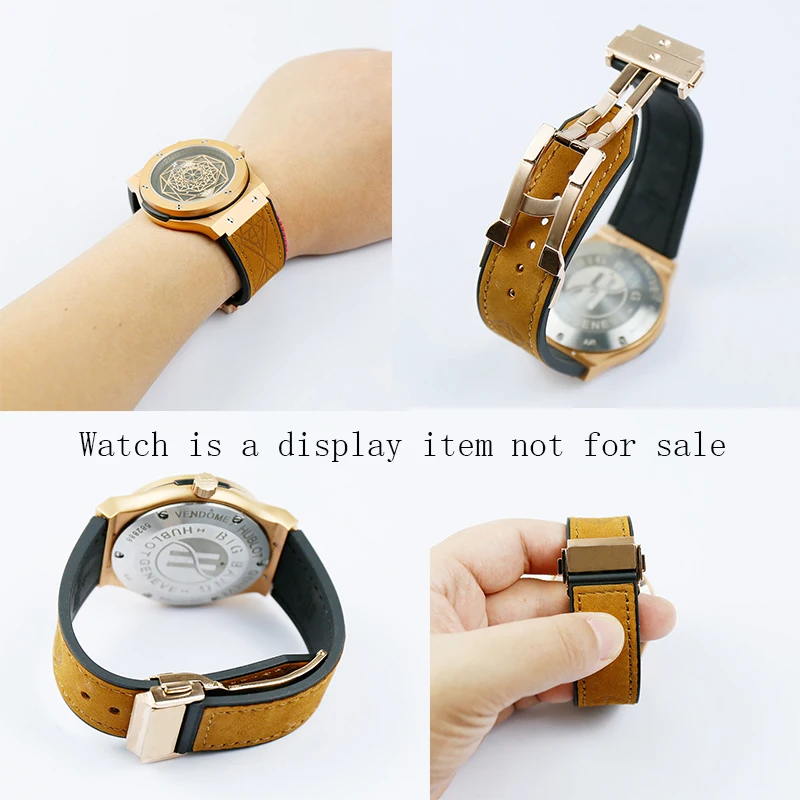 Watch accessories for Hublot 25 * 19mm matte leather silicone strap series 22mm folding buckle men and women sports rubber strap