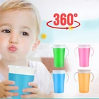360 градусов детская развивающая Питьевая чашка бутылка для воды и молока с ручкой силиконовая герметичная безопасная обучающая чашка для питья