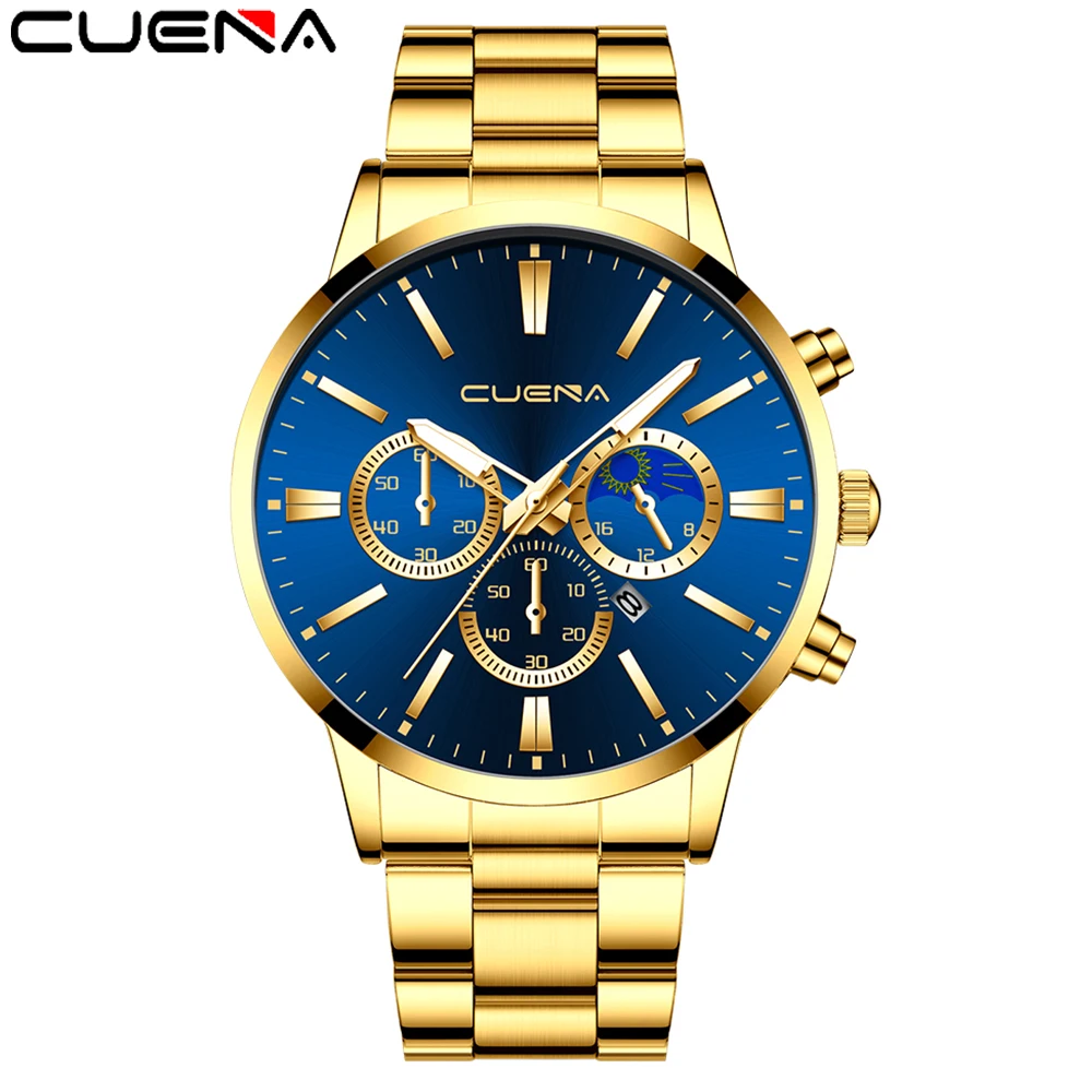 

CUENA Fashion Military Men Watch Stainless Steel Belt Date Sport Quartz Wrist Watch Luxury Watch Hot Clock Relogio Masculino A40