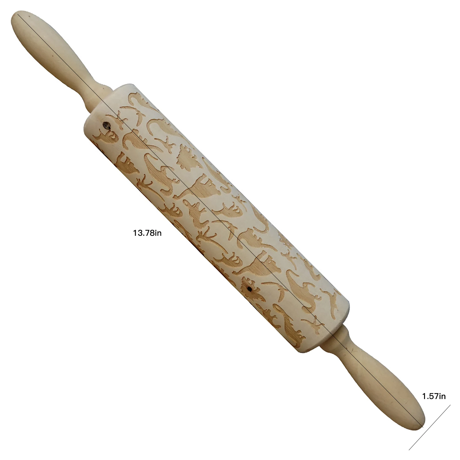 

Leaf Dinosaur Wooden Rolling Pin Embossed Biscuit Cookies Roll Noodle Biscuit Fudge Fondant Cake Dough Pattern Engraved Roller