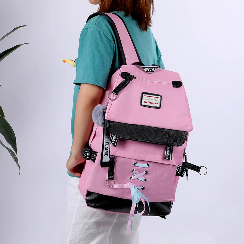 4 шт./компл. лента цепь с буквенным Mochila рюкзак туристические рюкзаки для отдыха школьные рюкзаки для девочек-подростков, школьный рюкзак