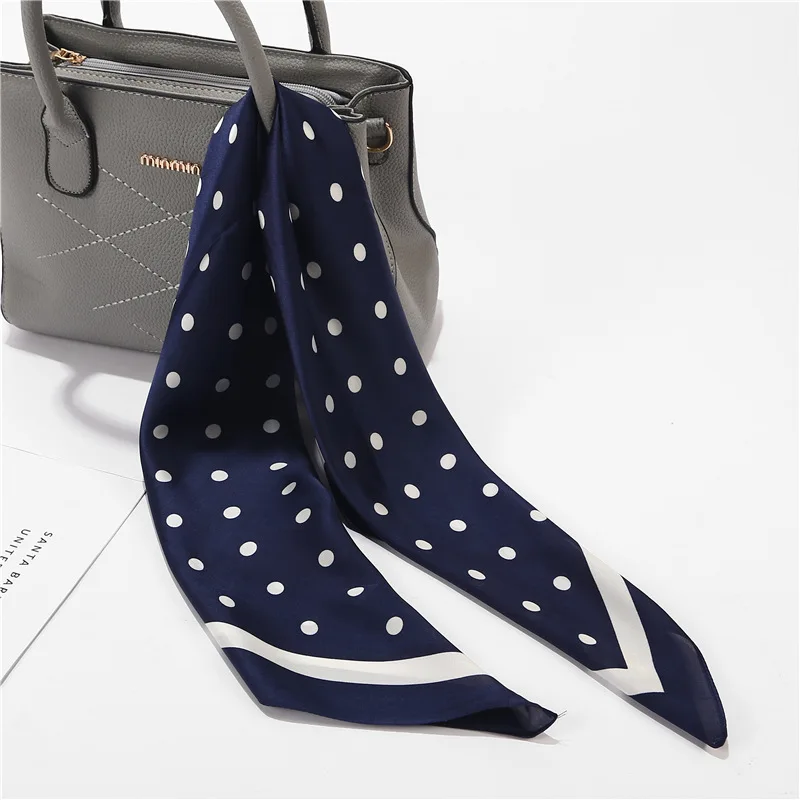 

2021 New Dot Square Scarf Women Neck Hair Tie Band Hotel Waiter Flight Attendants Business Bandana Silk Bag Satin Scarves