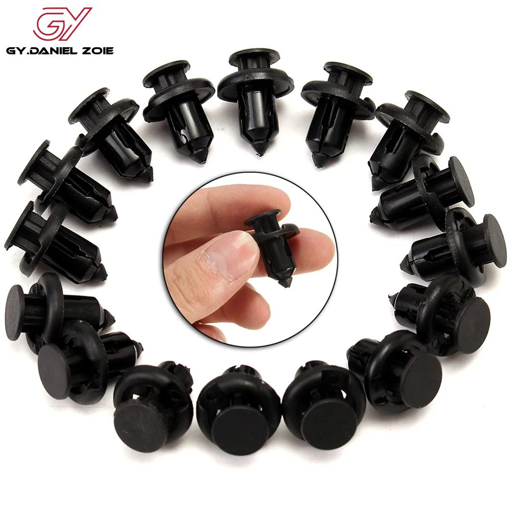 

100PCS Black Plastic Rivet Car Fender Bumper Push Pin Clips 10mm Hole For Honda Wholesale Quick delivery CSV